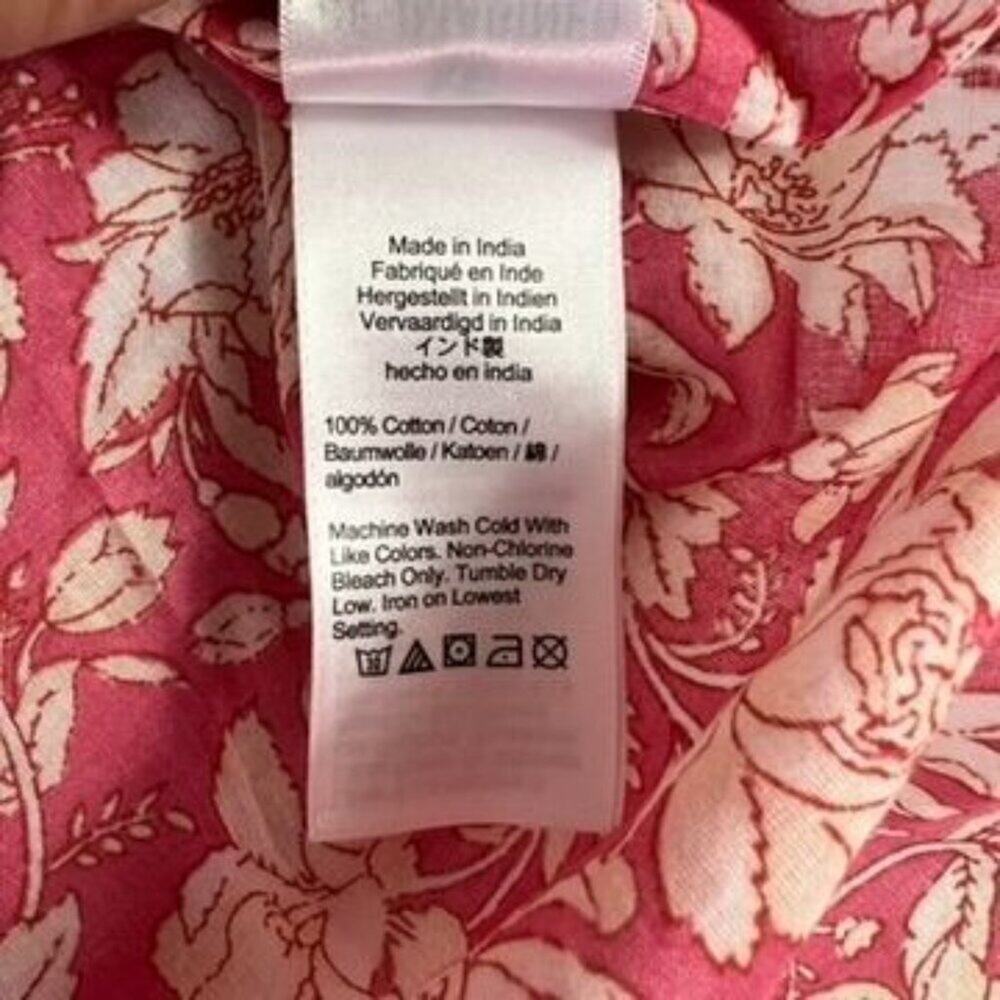 J Crew Cover Up Dress Womens Small Lightweight Long Sleeve Cotton Pink Floral - Picture 6 of 12